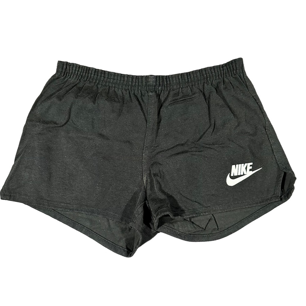 Vintage Nike Orange Swoosh Shorts 1980's Men's Black Size Large